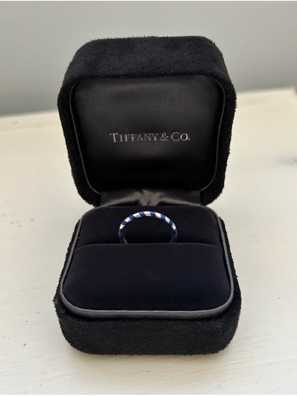 Tiffany & Co. Paloma Picasso Blue Enamel Sterling Silver Ring - Size 6
